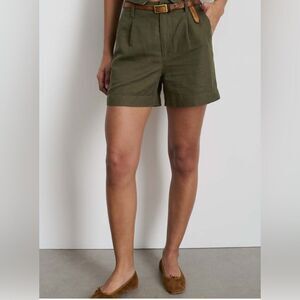 Alex Mill women’s pleated utility field shorts in Olive Green, Size 12